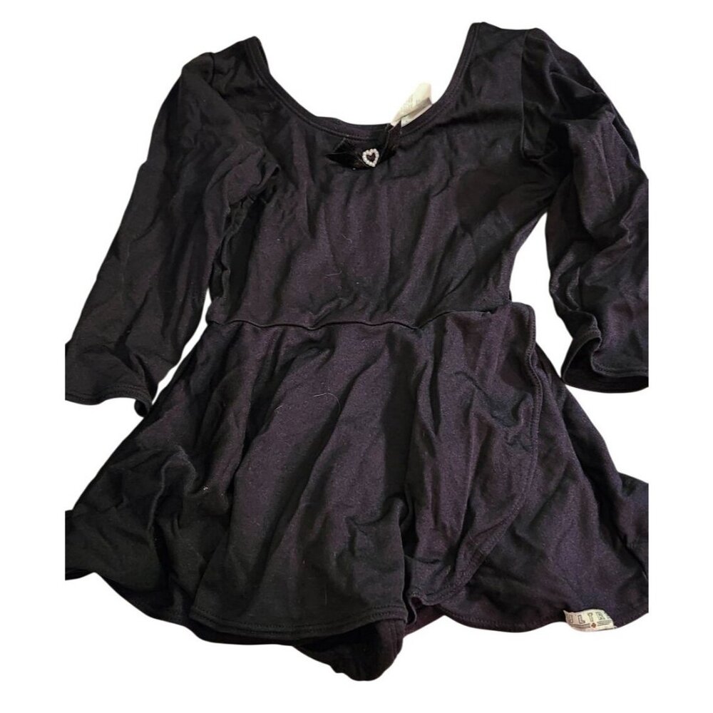 Girl Black Bow Long Sleeve Jacques Moret Skirted Leotard Dance Size S 6/8